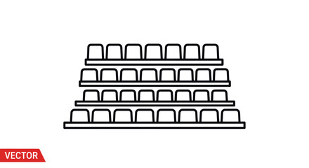 Outline icon of tiered stadium or theater seating rows. © Lidot