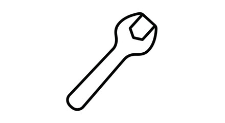 Black Outline Wrench Icon for Repair and Maintenance.
