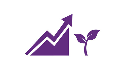Growth and progress represented by a chart and a sprouting plant
