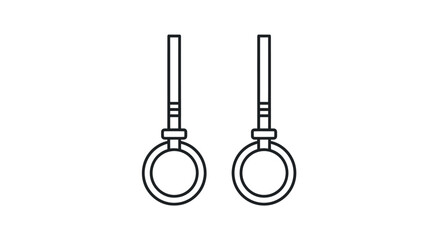 Pair of Gymnastic Rings Outline Fitness Equipment for Strength Training.