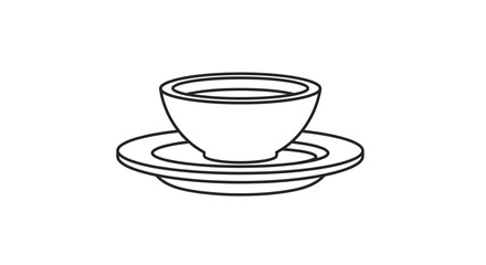 Simple Line Art Illustration of a Coffee Cup and Saucer.