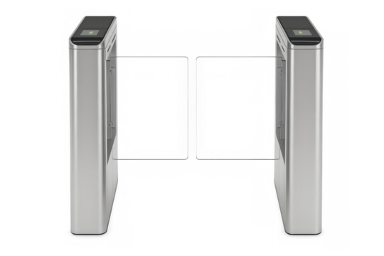 Modern security turnstile gates with transparent background