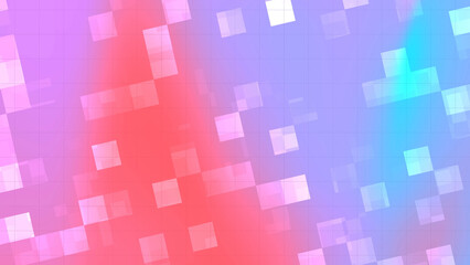 Abstract digital art with pixelated squares, colorful gradient background, modern graphic design, vibrant and dynamic visual effect