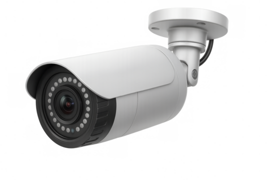 Modern security camera observing with transparent background