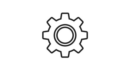 Black outline of a single gear a simple mechanical component illustration