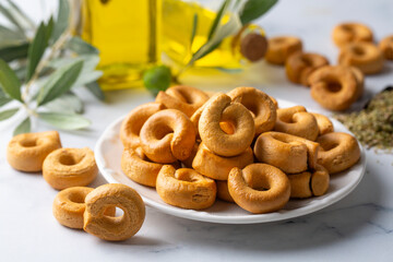 Traditional Italian food handmade Taralli or Taralluci