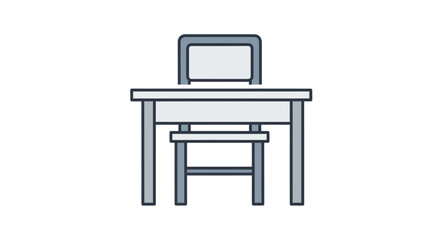 Simple Illustration of a School Desk and Chair.