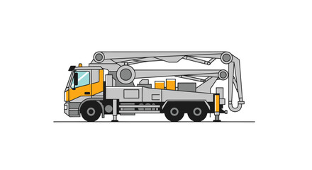 Industrial Concrete Pump Truck with Articulated Boom Arm. © Rizal