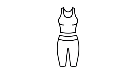 Outline icon of womens athletic two-piece outfit tank top and capri leggings.