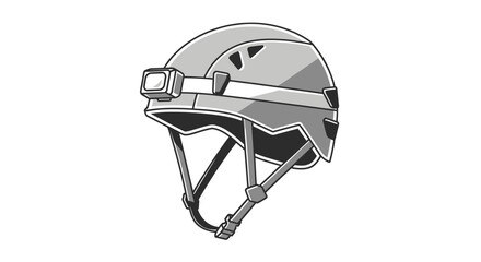Gray Climbing Helmet with Headlamp Safety Gear for Mountaineering and Adventure Sports.