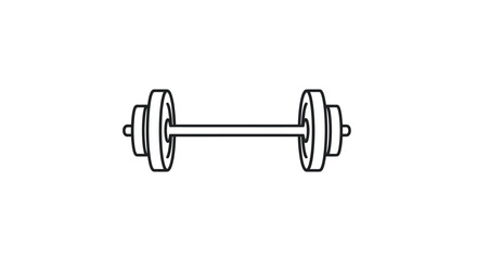 Simple Line Drawing of a Barbell with Weight Plates.