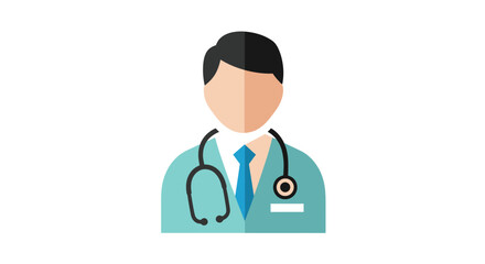 Fototapeta premium Professional Doctor Avatar Icon with Stethoscope in Flat Design Style.