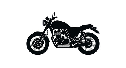 Fototapeta premium Black Silhouette Classic Motorcycle Side View Illustration.