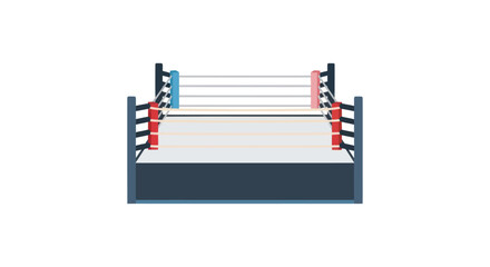Cartoon Boxing Ring with Ropes and Corner Posts.