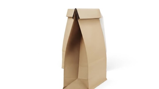Two brown paper bags, one sealed with tape, the other open, on a white background.