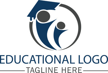 An inspiring Educational Logo featuring an open book, graduation cap, and rising sun, symbolizing knowledge, growth, and future success in a clean, modern design.