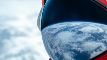 A Close-Up View of an Astronaut's Helmet Reflecting the Majestic Earth from Space, Capturing the Beauty and Wonder of Our Planet from Orbit