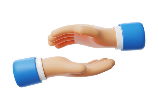 3d illustration icon of 3D illustration of helping hands with blue sleeves . Isolated on transparent background, png