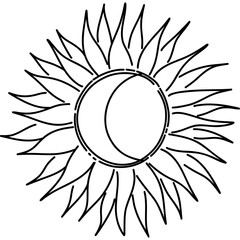 This is a crafted Sun and Moon Symbol Art Illustration for celestial, nature, and spiritual designs