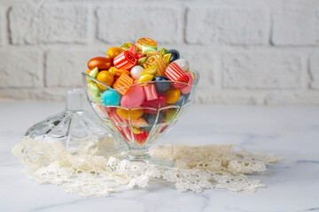 Traditional Turkish Ramadan Sweet Sugar Candy, Chocolate candie and Almond candies