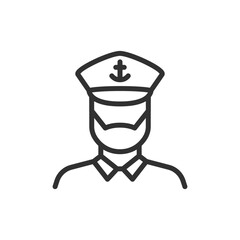 Captain, linear icon. Ship officer and maritime authority. Line with editable stroke.