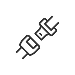 Seat belt parts, linear icon. Fastening buckle for safety and protection. Line with editable stroke.