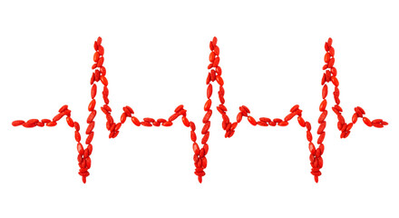 Boosting heart health with vibrant goji berries forming pulse trace on transparent