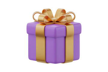 Obraz premium 3d illustration icon of gift box with golden ribbon . Isolated on transparent background, png