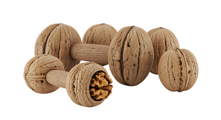 Walnuts arranged creatively, some cracked open to display the delicious nut inside