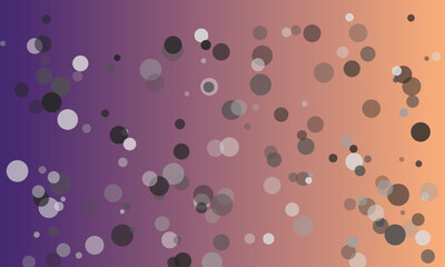 Purple and orange gradient background with scattered translucent circles