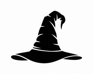 Black witch hat vector illustration simple silhouette design isolated on white background for Halloween