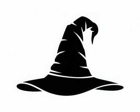 Black witch hat vector illustration simple silhouette design isolated on white background for Halloween