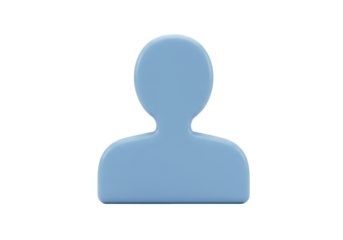 Light blue user icon isolated PNG on transparent background, simple person silhouette for social media and profile