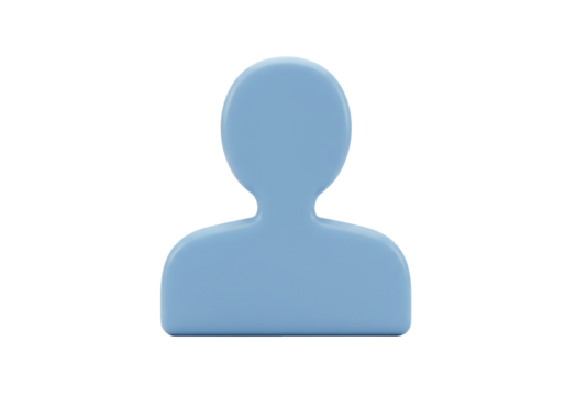 Light blue user icon isolated PNG on transparent background, simple person silhouette for social media and profile