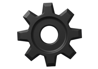 Dark gray gear isolated PNG on transparent background, cogwheel mechanical part for engineering and...