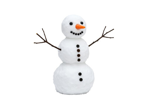 Classic snowman PNG isolated on transparent background, winter holiday decoration with carrot nose and stick arms, festive season