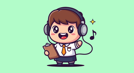 Cartoon artist studying in an apron