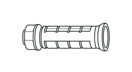 Detailed Line Drawing of a Plumbing Pipe Fitting Connector.