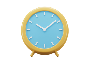 Yellow alarm clock PNG isolated on transparent background, time management and deadline reminder concept for graphic design