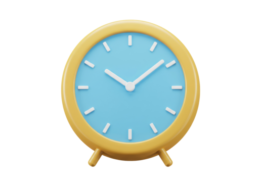 Yellow alarm clock PNG isolated on transparent background, time management and deadline reminder concept for graphic design