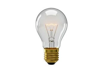 Classic light bulb isolated PNG on transparent background, incandescent lamp with glowing filament for lighting and energy concepts