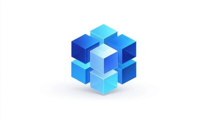 Obraz premium Abstract graphic of interconnected cubes in shades of blue