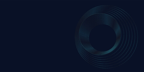 Round frame colorful blue green light isolated on dark background. Abstract circles lines pattern. Vector illustration concept for music, digital, modern science, Ai technology