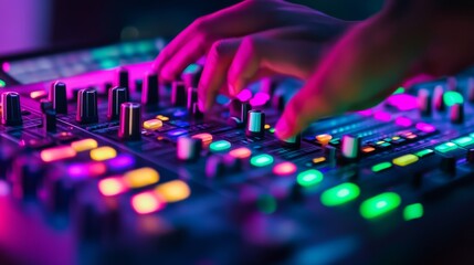 Hands on Neon DJ Mixer, Music ,Clubbing