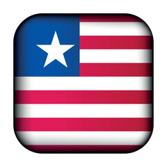 Glass light ball with flag of Liberia. Round sphere, template icon. Liberian national symbol. Glossy realistic ball, 3D abstract vector illustration highlighted on a white background. Big bubble.