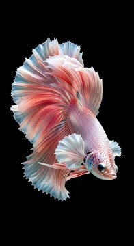 Stunning Betta Fish with Vibrant Fins and Iridescent Scales Floating Gracefully
