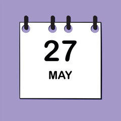 May 27. Daily Calendar icon for design. Simple design for business brochure, flyer, print media, advertisement. Easily editable.