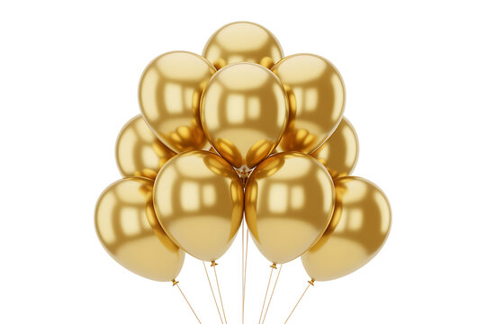 A cluster of shimmering gold balloons, conveying celebration, luxury, and festive joy.