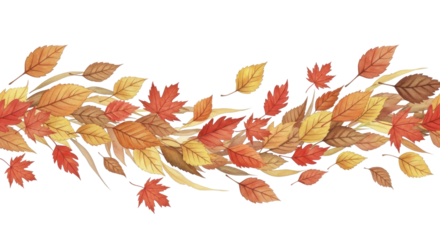Autumnal Elements: Realistic Falling Leaves for Digital Design on a Transparent Layer.