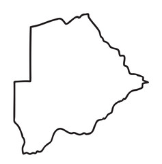 Black outline of the geographical shape of botswana, featuring its distinct borders and angular contours.